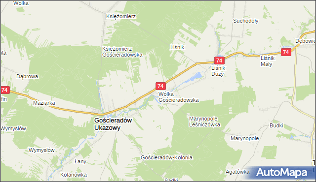 mapa Wólka Gościeradowska, Wólka Gościeradowska na mapie Targeo