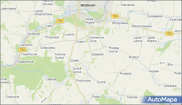 mapa Zasępiec, Zasępiec na mapie Targeo