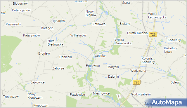 mapa Dańków gmina Błędów, Dańków gmina Błędów na mapie Targeo