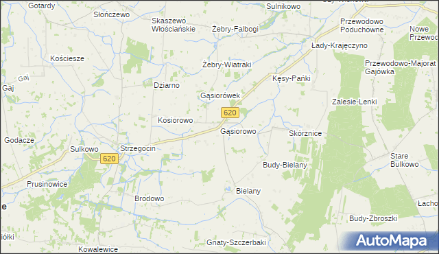 mapa Gąsiorowo gmina Świercze, Gąsiorowo gmina Świercze na mapie Targeo