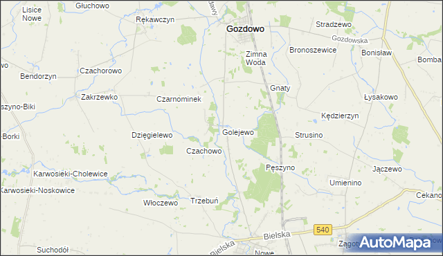 mapa Golejewo gmina Gozdowo, Golejewo gmina Gozdowo na mapie Targeo