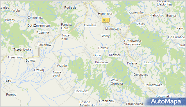 mapa Górki gmina Brzozów, Górki gmina Brzozów na mapie Targeo