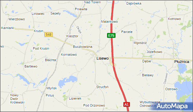 mapa Lisewo powiat chełmiński, Lisewo powiat chełmiński na mapie Targeo