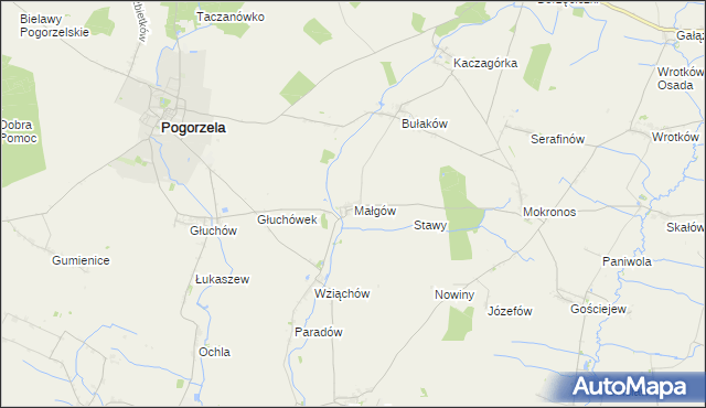 mapa Małgów gmina Pogorzela, Małgów gmina Pogorzela na mapie Targeo