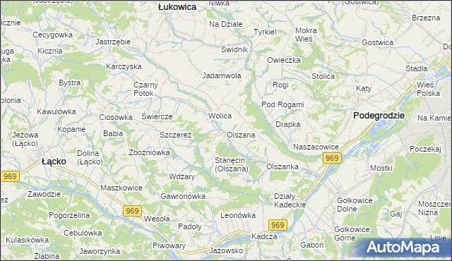 mapa Olszana, Olszana na mapie Targeo