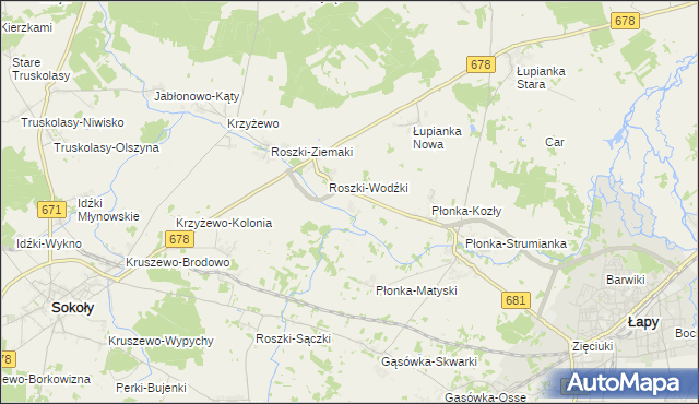 mapa Roszki-Włodki, Roszki-Włodki na mapie Targeo