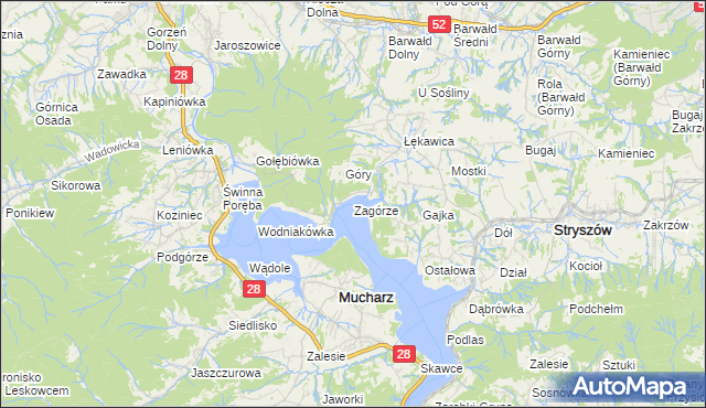mapa Zagórze gmina Mucharz, Zagórze gmina Mucharz na mapie Targeo