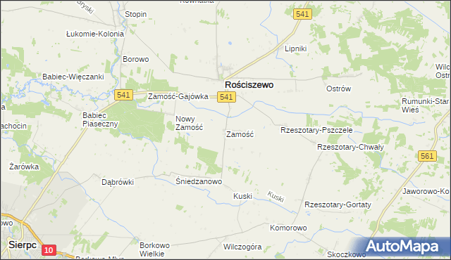 mapa Zamość gmina Rościszewo, Zamość gmina Rościszewo na mapie Targeo