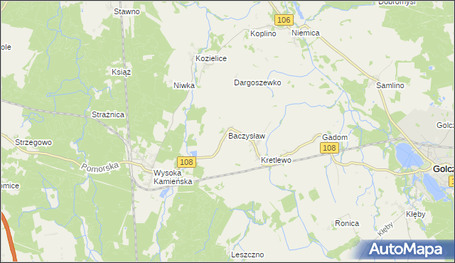 mapa Baczysław, Baczysław na mapie Targeo