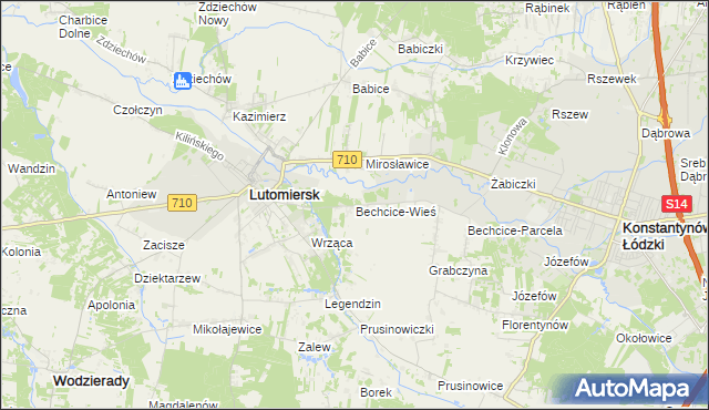 mapa Bechcice-Wieś, Bechcice-Wieś na mapie Targeo