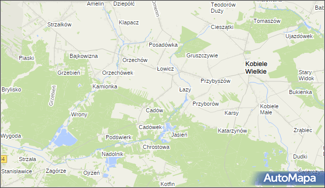 mapa Brzezinki gmina Kobiele Wielkie, Brzezinki gmina Kobiele Wielkie na mapie Targeo