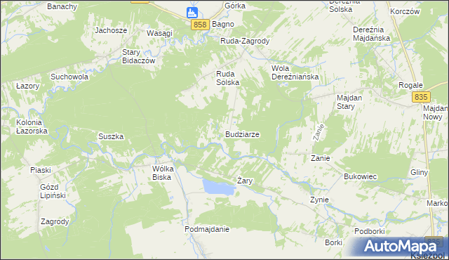 mapa Budziarze, Budziarze na mapie Targeo