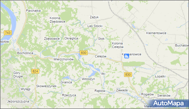 mapa Celejów gmina Wąwolnica, Celejów gmina Wąwolnica na mapie Targeo