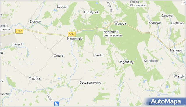 mapa Czerlin gmina Lubawa, Czerlin gmina Lubawa na mapie Targeo