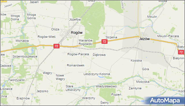 mapa Dąbrowa gmina Jeżów, Dąbrowa gmina Jeżów na mapie Targeo