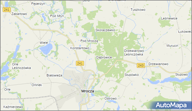 mapa Dąbrowice gmina Mrocza, Dąbrowice gmina Mrocza na mapie Targeo