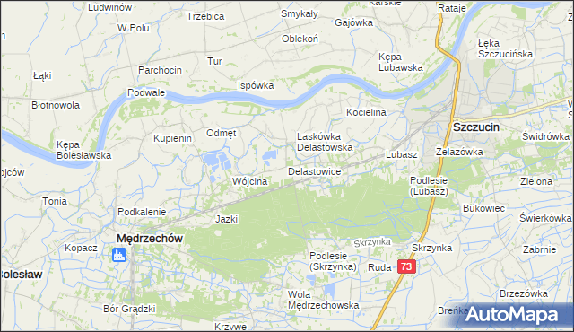 mapa Delastowice, Delastowice na mapie Targeo