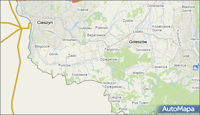 mapa Dzięgielów, Dzięgielów na mapie Targeo