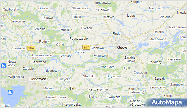 mapa Fałkowice gmina Gdów, Fałkowice gmina Gdów na mapie Targeo