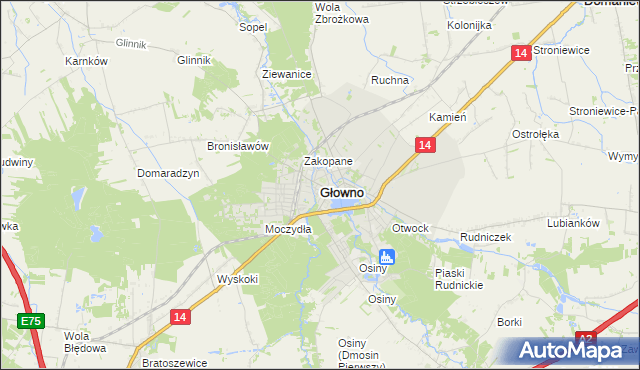 mapa Głowno, Głowno na mapie Targeo