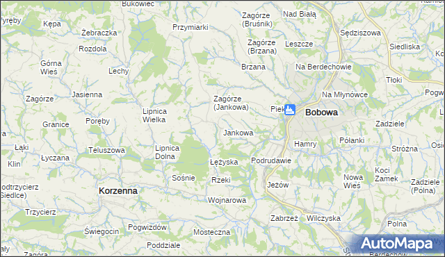 mapa Jankowa gmina Bobowa, Jankowa gmina Bobowa na mapie Targeo