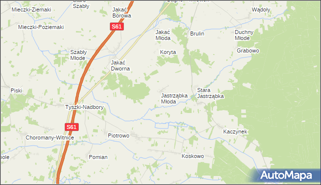 mapa Jastrząbka Młoda, Jastrząbka Młoda na mapie Targeo