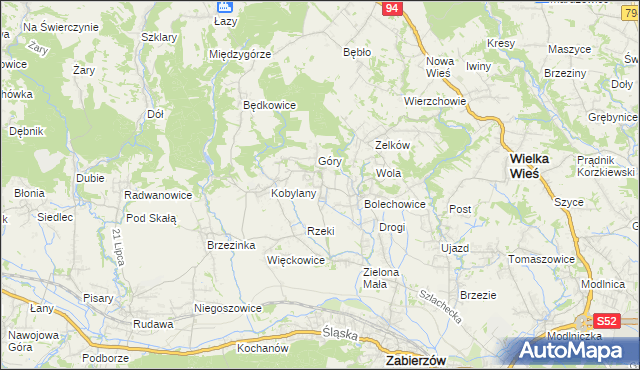 mapa Karniowice gmina Zabierzów, Karniowice gmina Zabierzów na mapie Targeo