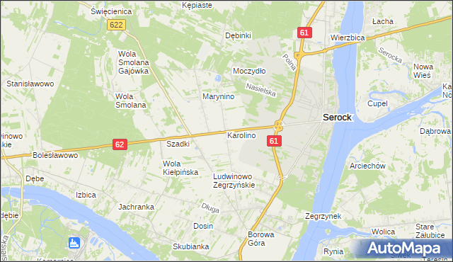 mapa Karolino gmina Serock, Karolino gmina Serock na mapie Targeo