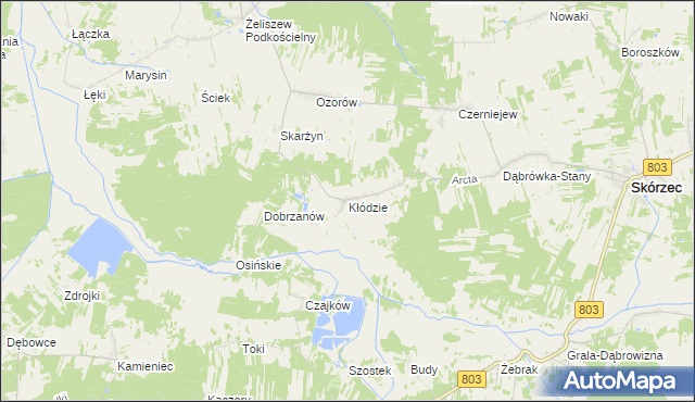 mapa Kłódzie, Kłódzie na mapie Targeo