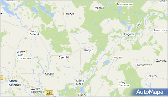 mapa Kobyle gmina Stara Kiszewa, Kobyle gmina Stara Kiszewa na mapie Targeo