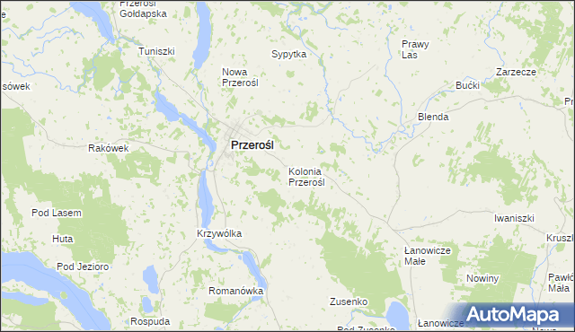 mapa Kolonia Przerośl, Kolonia Przerośl na mapie Targeo