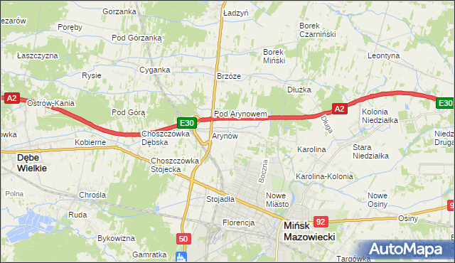 mapa Królewiec gmina Mińsk Mazowiecki, Królewiec gmina Mińsk Mazowiecki na mapie Targeo