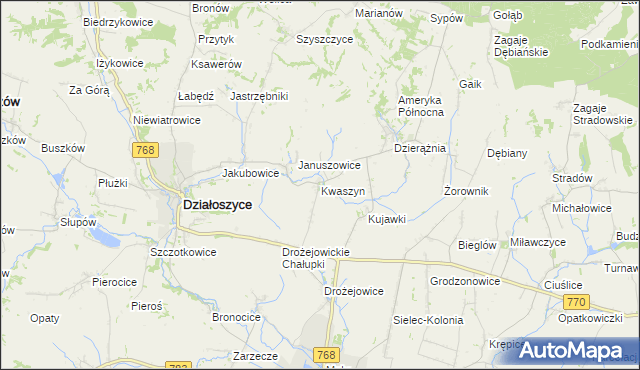 mapa Kwaszyn, Kwaszyn na mapie Targeo