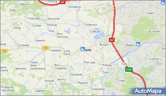 mapa Liszki powiat krakowski, Liszki powiat krakowski na mapie Targeo