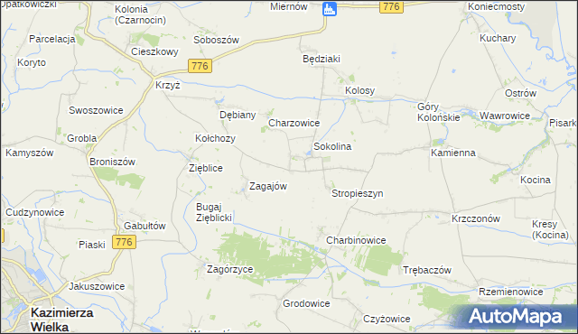 mapa Mikołajów gmina Czarnocin, Mikołajów gmina Czarnocin na mapie Targeo