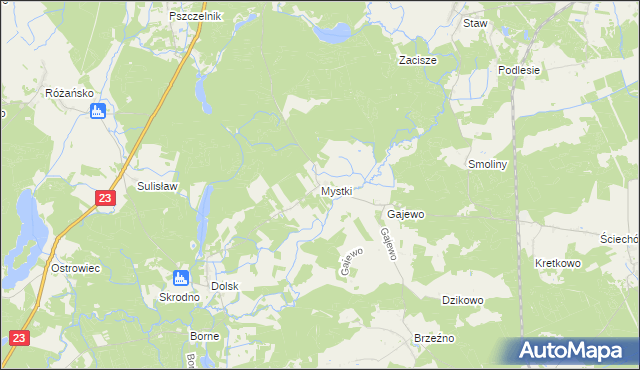 mapa Mystki gmina Lubiszyn, Mystki gmina Lubiszyn na mapie Targeo