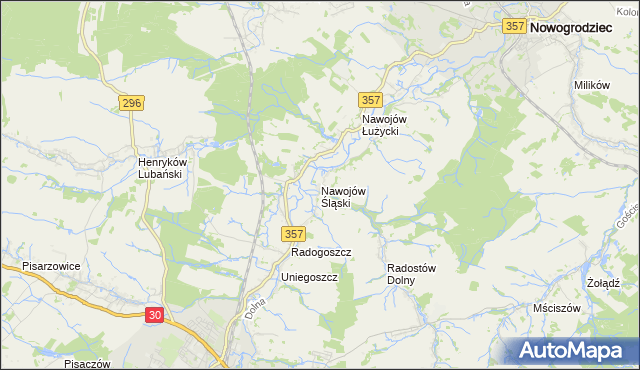 mapa Nawojów Śląski, Nawojów Śląski na mapie Targeo