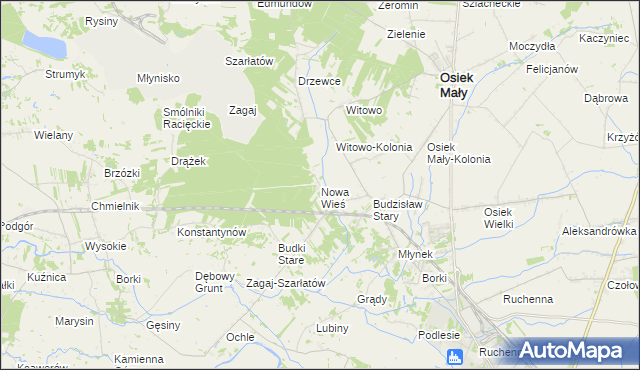 mapa Nowa Wieś gmina Osiek Mały, Nowa Wieś gmina Osiek Mały na mapie Targeo