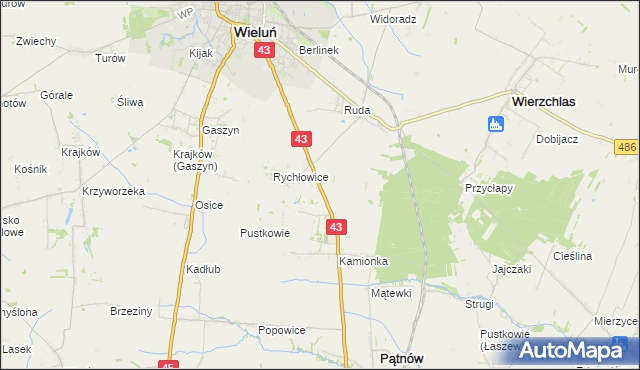 mapa Nowy Świat gmina Wieluń, Nowy Świat gmina Wieluń na mapie Targeo