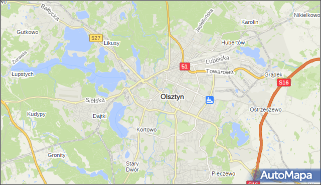 mapa Olsztyna, Olsztyn na mapie Targeo