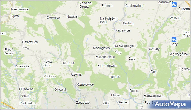 mapa Paczółtowice, Paczółtowice na mapie Targeo