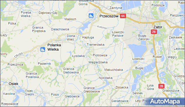 mapa Piotrowice gmina Przeciszów, Piotrowice gmina Przeciszów na mapie Targeo