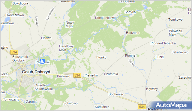 mapa Płonko, Płonko na mapie Targeo