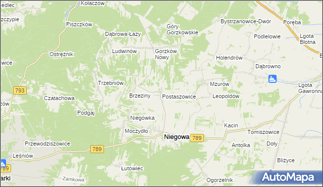 mapa Postaszowice, Postaszowice na mapie Targeo