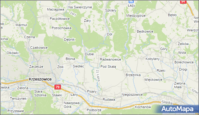 mapa Radwanowice, Radwanowice na mapie Targeo