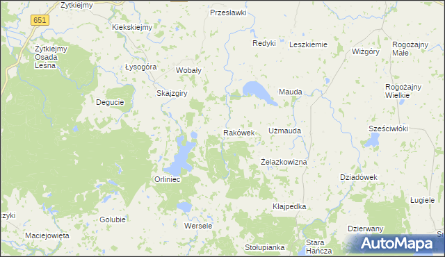 mapa Rakówek gmina Dubeninki, Rakówek gmina Dubeninki na mapie Targeo