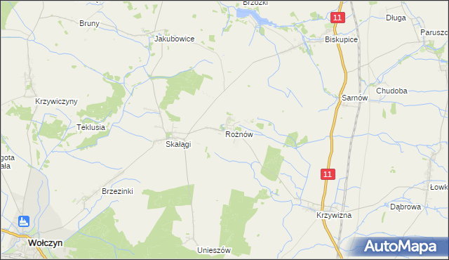 mapa Rożnów gmina Wołczyn, Rożnów gmina Wołczyn na mapie Targeo