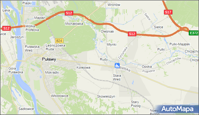 mapa Rudy gmina Końskowola, Rudy gmina Końskowola na mapie Targeo