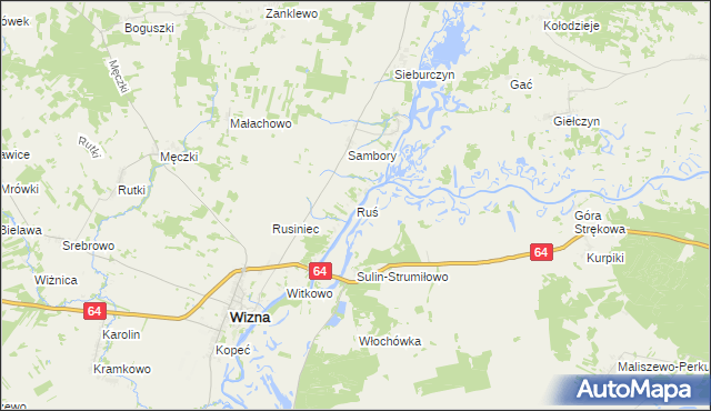 mapa Ruś gmina Wizna, Ruś gmina Wizna na mapie Targeo