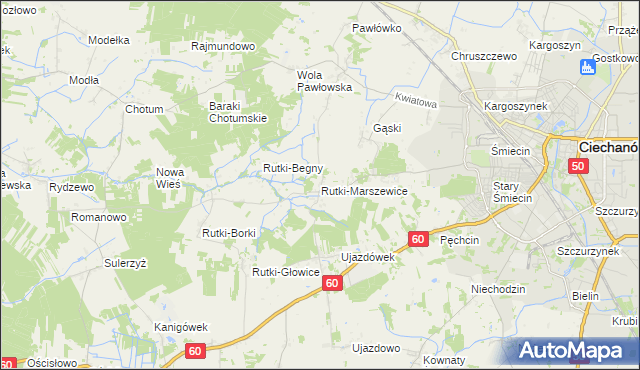 mapa Rutki-Marszewice, Rutki-Marszewice na mapie Targeo